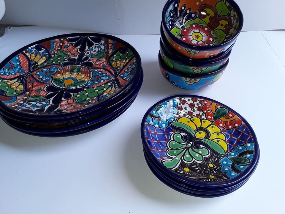 24 Piece Mexican Pottery Talavera Dinnerware Set. Seat 6 Etsy