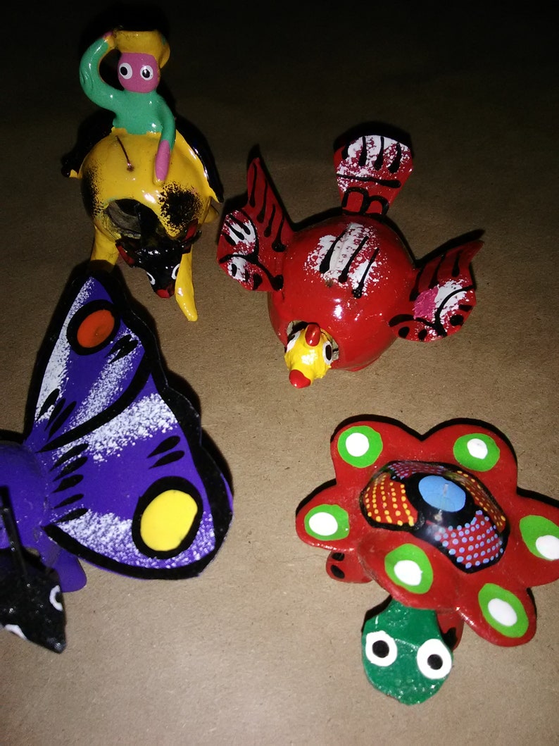 20 Mexican Bobble Head Animals Adorable Folk Art Toy from Etsy