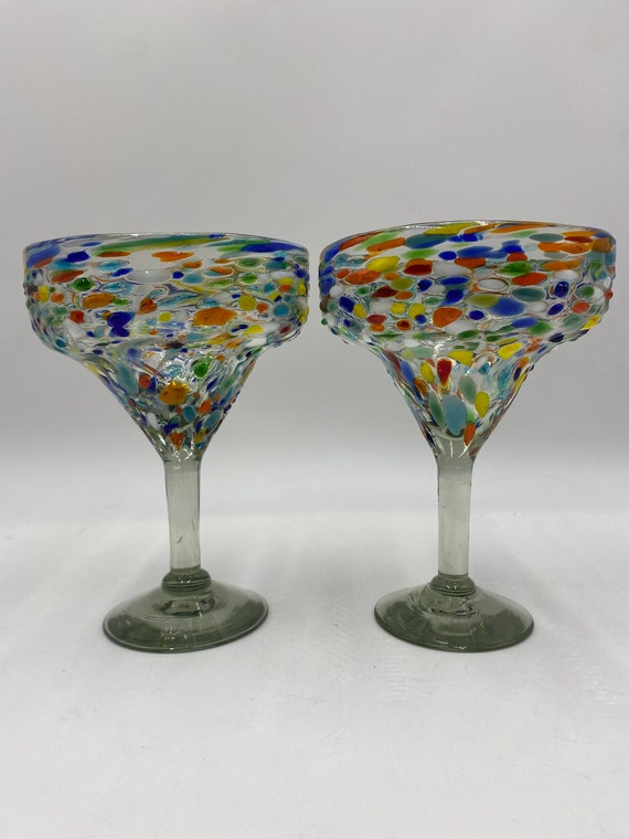NEW! Rainbow Assorted Margarita Glasses Set/4