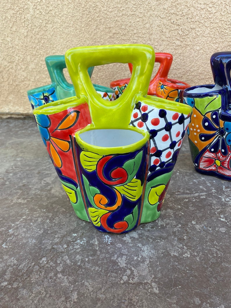 Mexican Talavera Ceramic Pottery Utensil Holder Made in Etsy