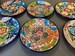 Set of 4 Mexican Pottery Talavera Plates 10' , Lead Free Heat Safe Hand painted Ceramic Folk Art From Mexico 