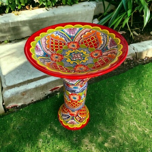 Handmade Talavera Bird Bath | Authentic Mexican Artwork (20” Diameter)