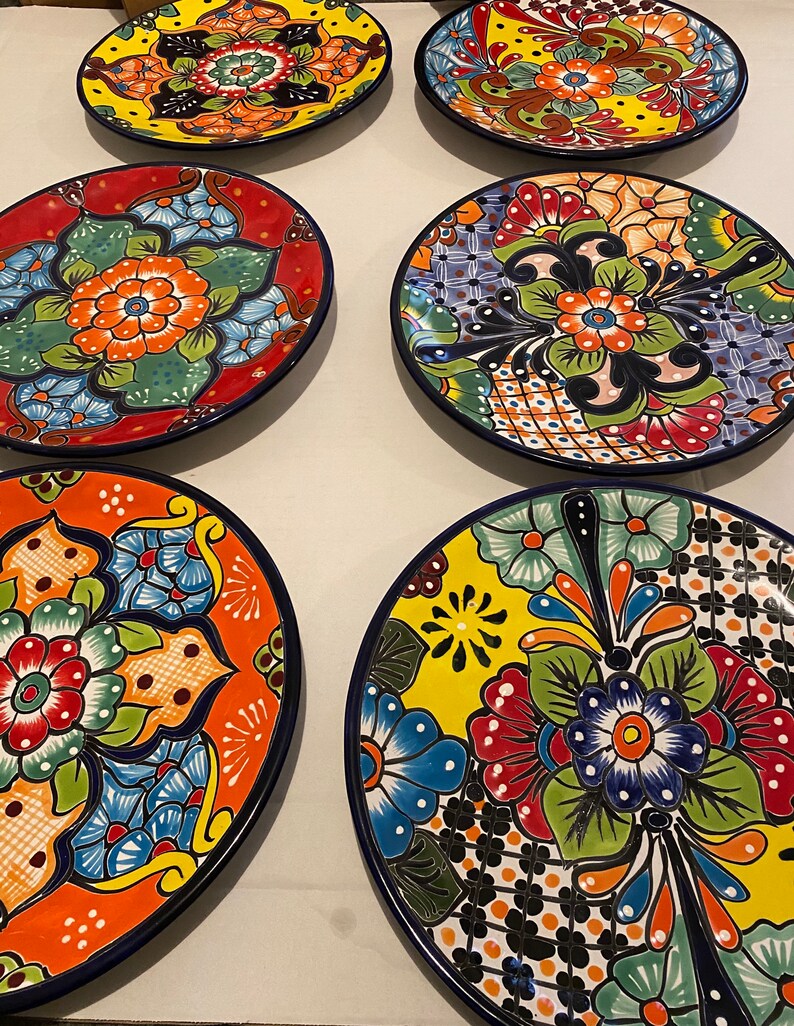 2 Mexican Pottery Talavera Plates 10 Lead Free Heat Etsy