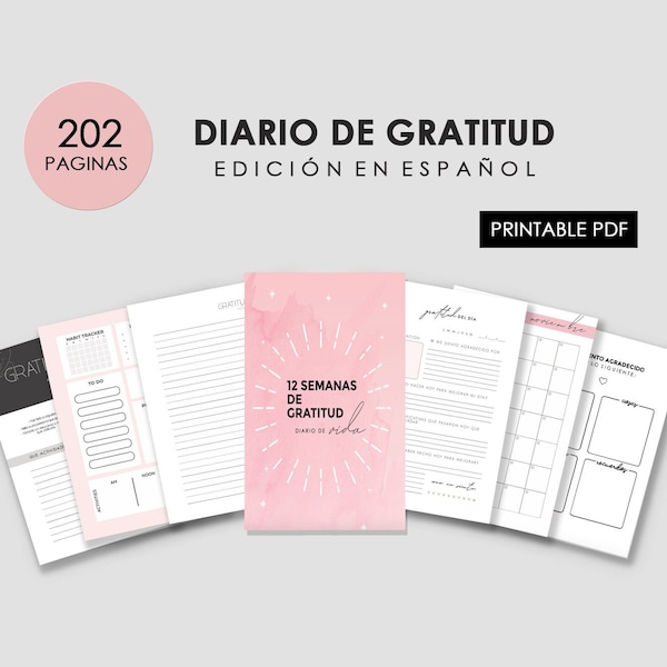 Diario de Gratitud en español | Daily gratitude journal Spanish Edition | mindfulness journal | self care journal | printable gratitude