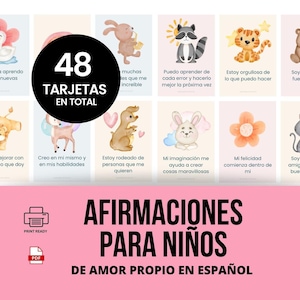 Tarjetas com afirmações positivas para crianças em espanhol, tarjetas de agradecimiento para imprimir, Cartões de afirmação para crianças em espanhol