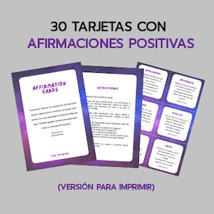 Tarjetas con afirmaciones positivas para imprimir, tarjetas de agradecimiento, Tarjetas de afirmación en español
