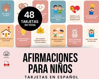 Tarjetas con afirmaciones positivas para niños en español, tarjetas de agradecimiento para imprimir, Affirmation Cards For Kids In Spanish