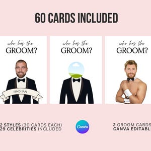 Who Has the Groom, Bridal Shower Games Celebrity Who Has the Groom Scratch Off Find the Groom, Bachelorette Party Games Find the Groom