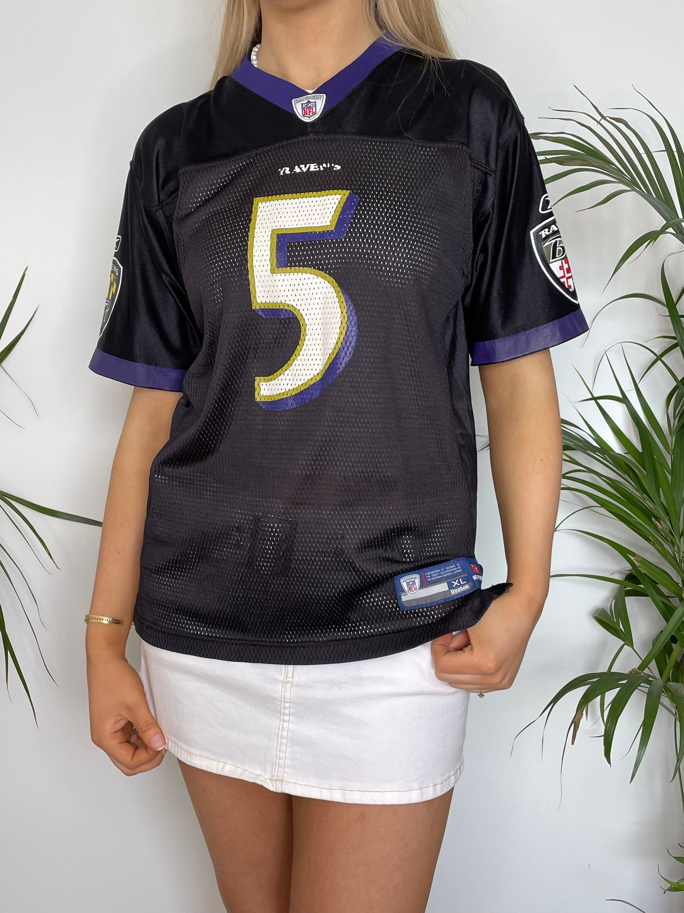 Vintage Reebok NFL Pro Sports Jersey T Shirt Black Purple Top 