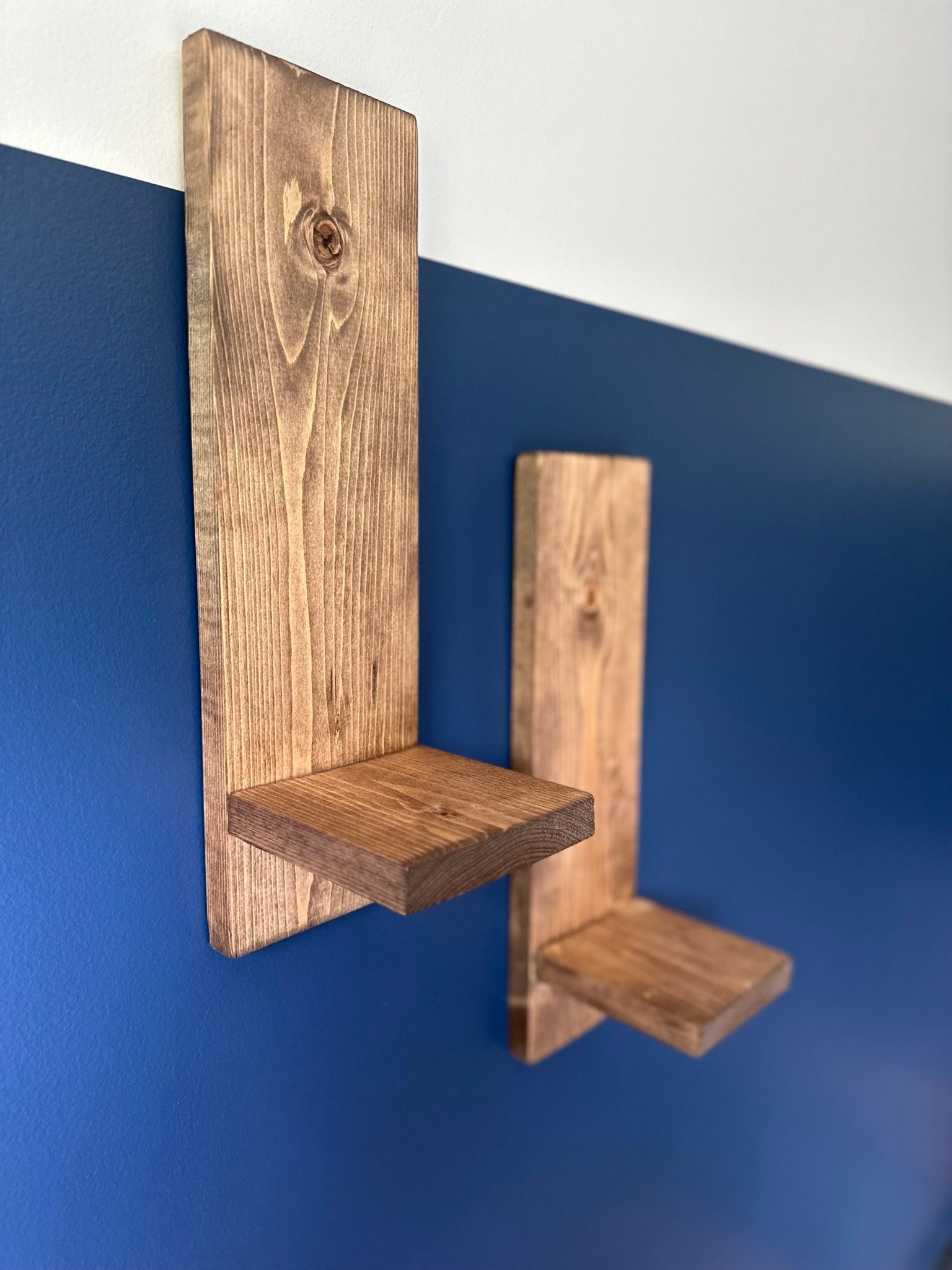 Set of Two Wood Plant Shelves, Wall Decor, Floating Shelves for Indoor ...