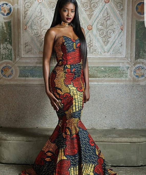 Ankara Mermaid Dress/ Long Flowing 