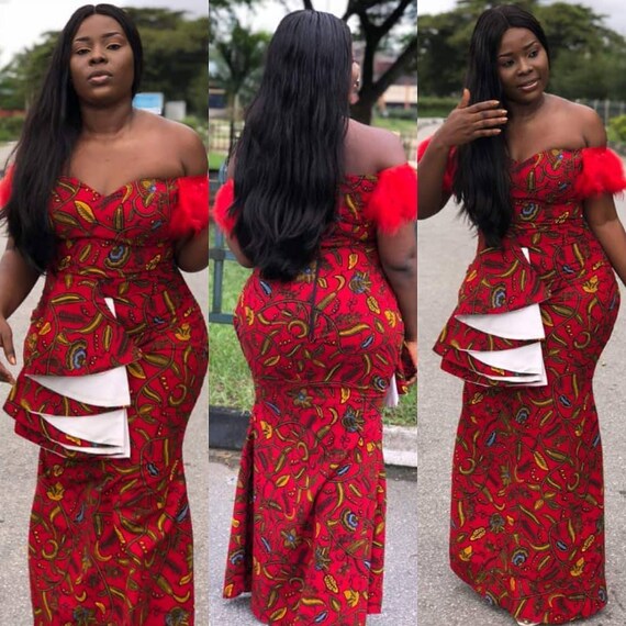 off shoulder gown ankara