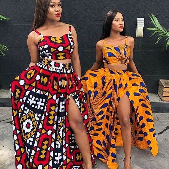 Ankara crop top and long skirt/ African 
