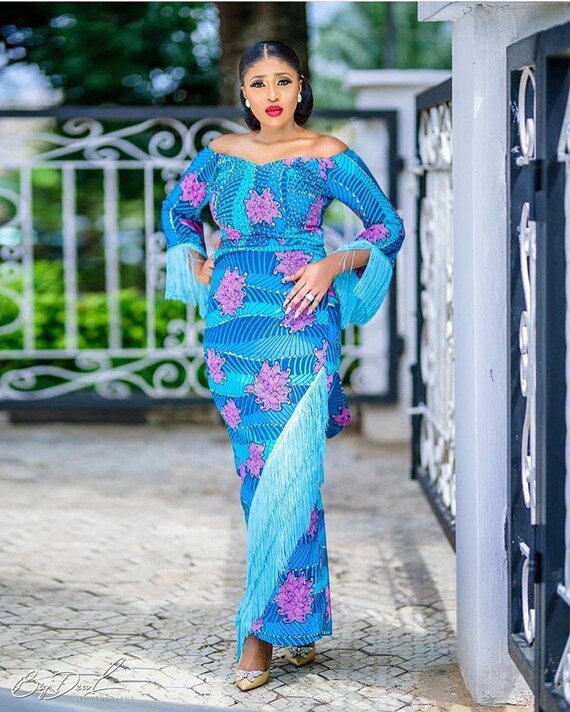 off shoulder ankara long gown