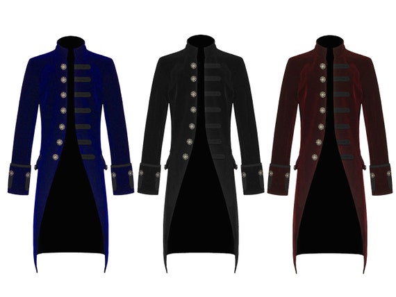 Men Velvet Frock Coat Gothic Victorian Jacket Steampunk Pirate - Etsy