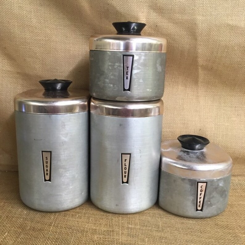 Kromex Spun Aluminum Canister Set with Copper Lids Kromex Spun Etsy
