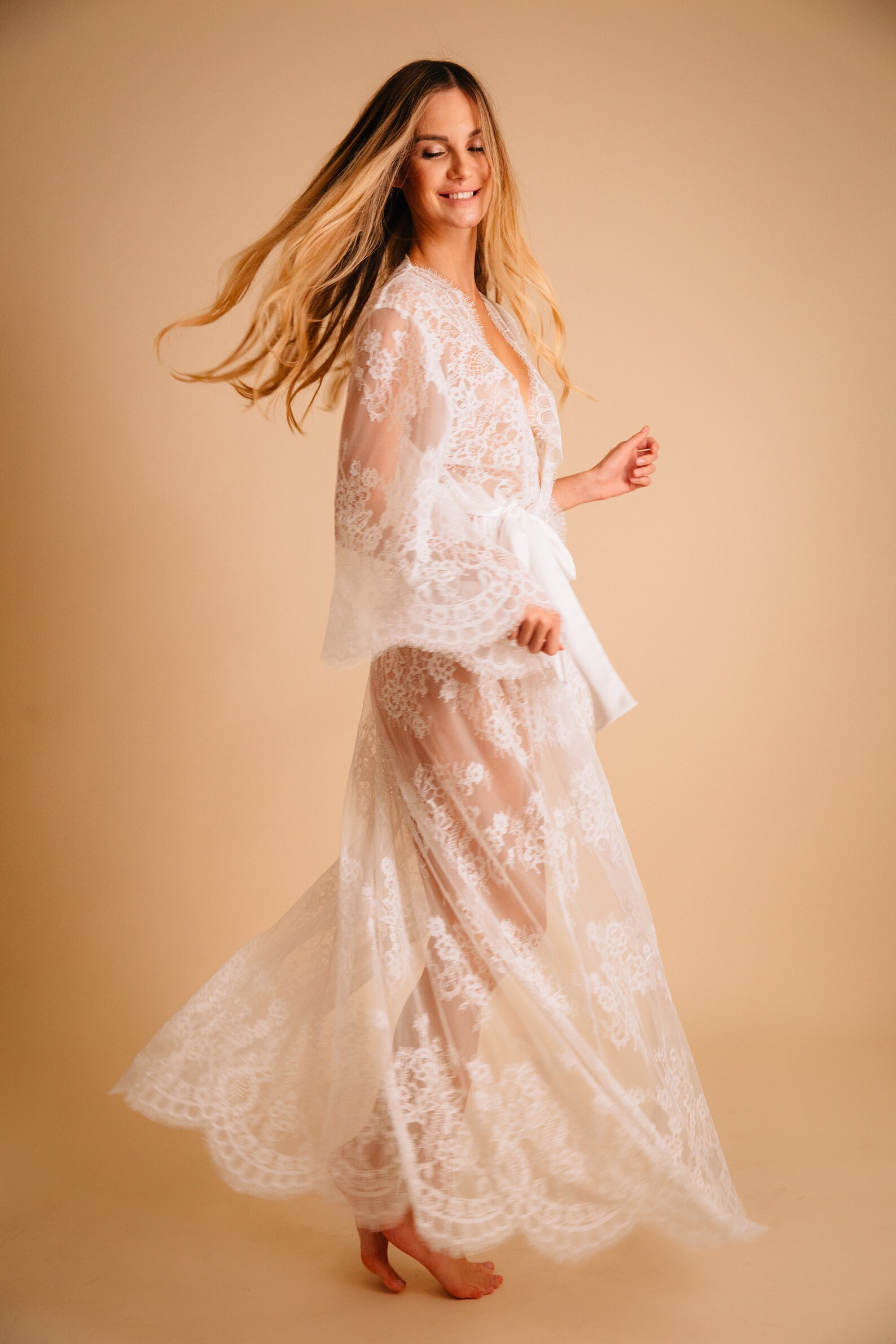 Maternity Sheer Gown White Lace Robe See Through Lingerie Lace Etsy UK
