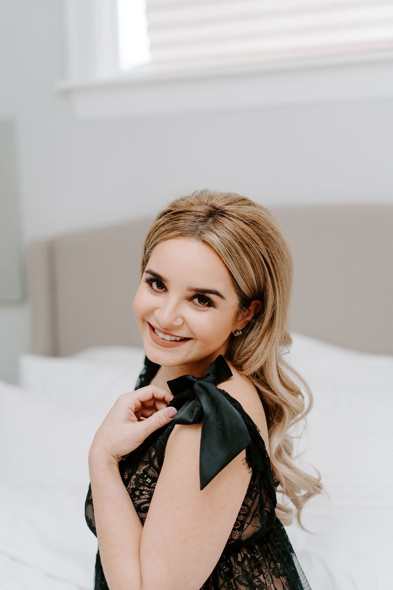 Pregnancy Lingerie Sheer Black Lace Babydoll See Through Lingerie Sheer