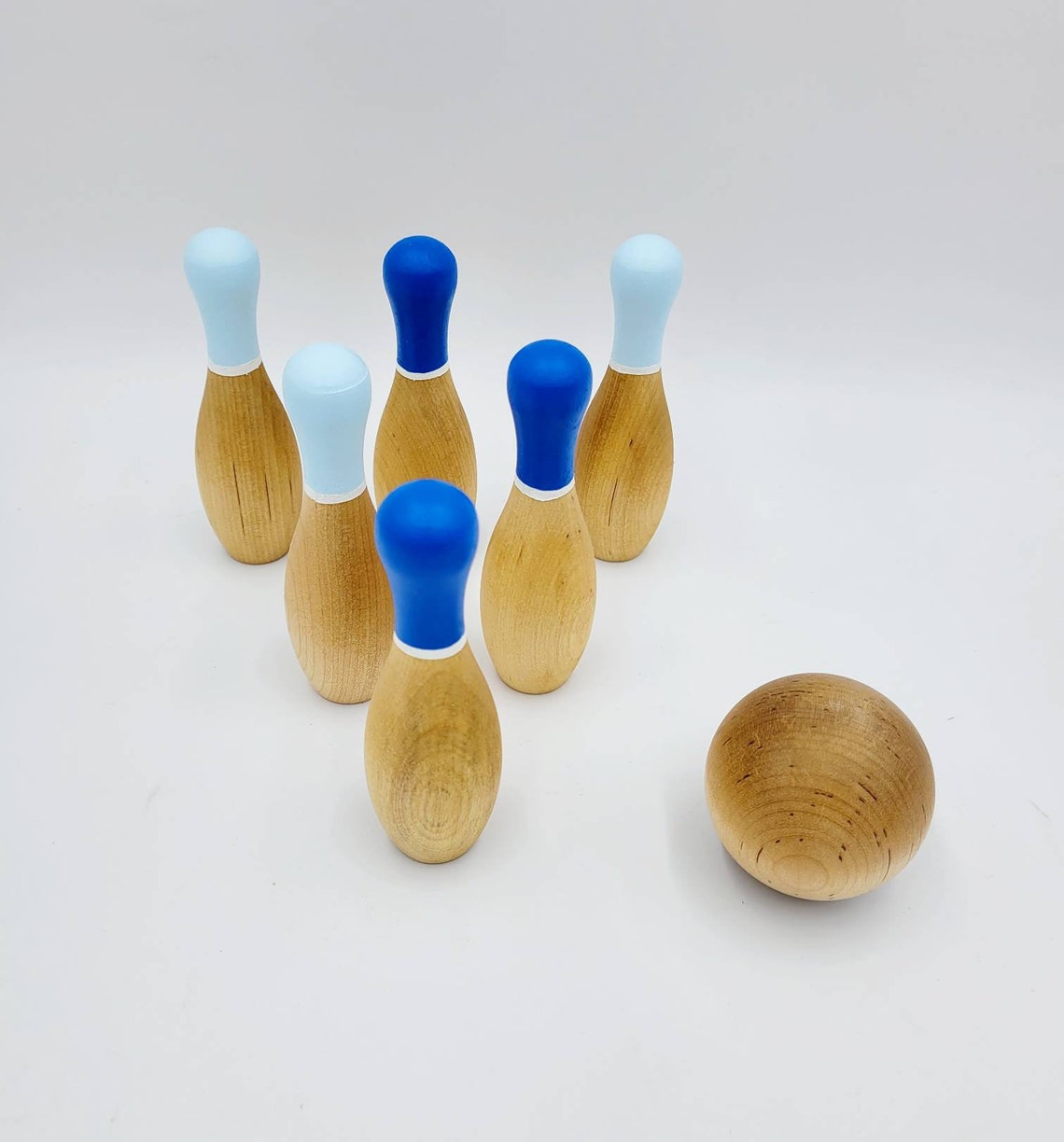 Wooden Bowling Set Toy Etsy