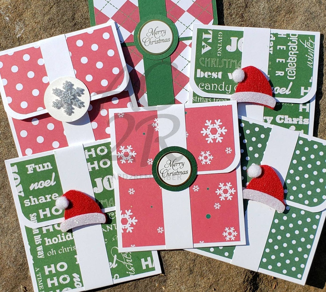 Set of 6 Handmade Christmas Gift Card Holders;snowflake; Santa Hat ...