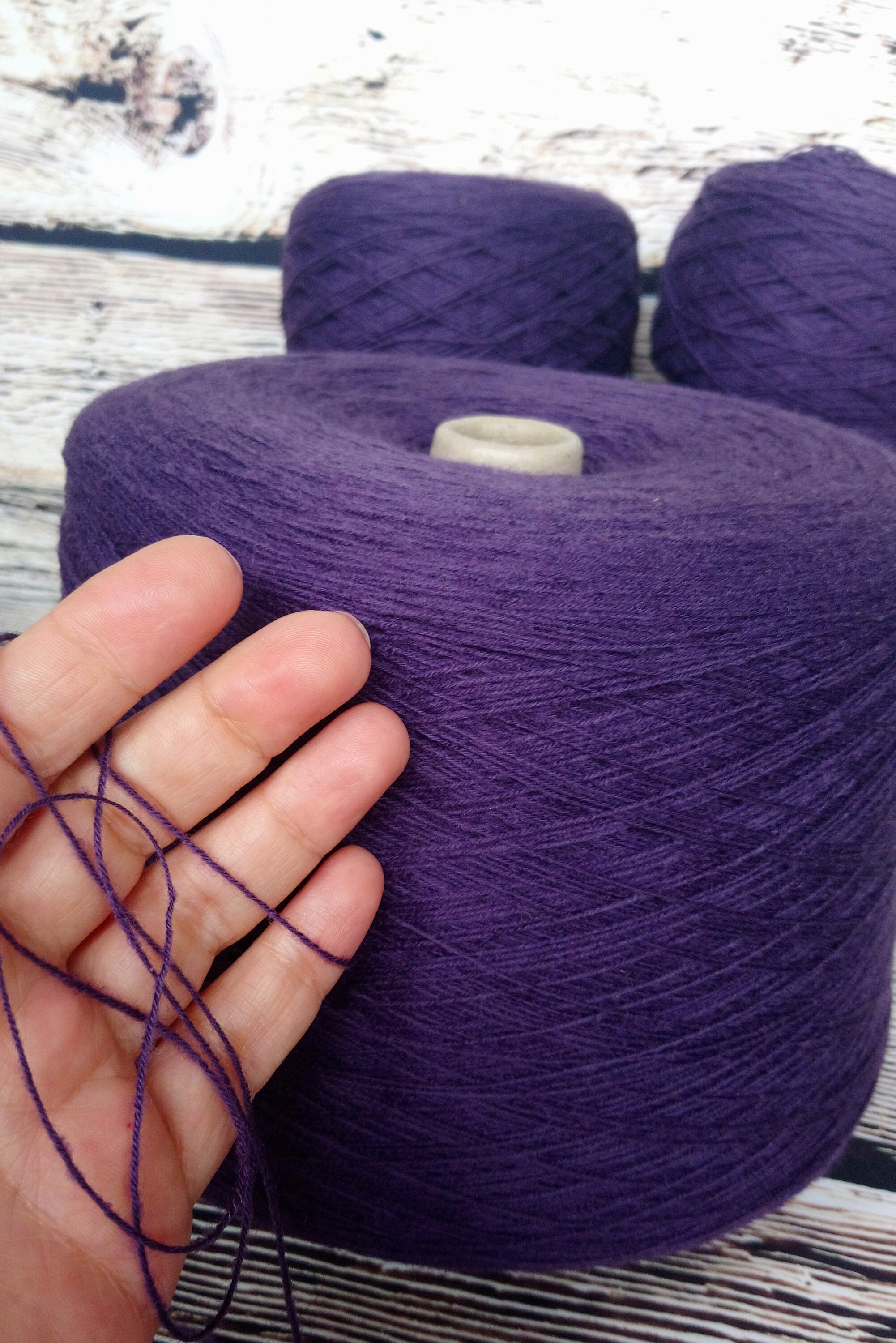 Knitting Yarn Cone Gray Purple Wool Yarn Crochet Thread Italian Cone