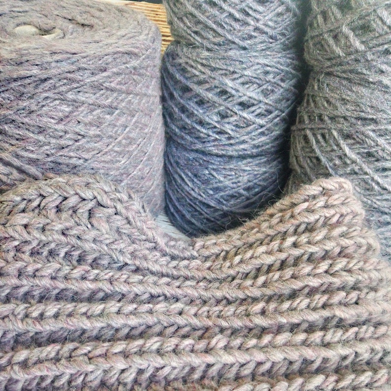 Gray Chunky Wool Yarn Cone Mixed Bulky Italy Yarn Thick Yarn Wool Soft