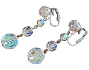 Boucles d'oreilles pendantes clip en cristal