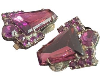 Purple Glass Clip-On Earrings