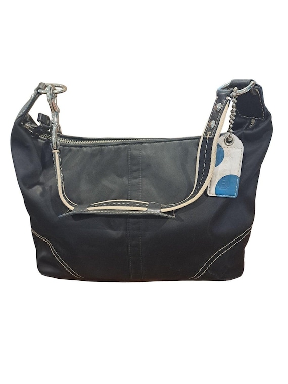 Vintage Coach F11669 Hampton Weekender Black Sateen Hobo Shoulder