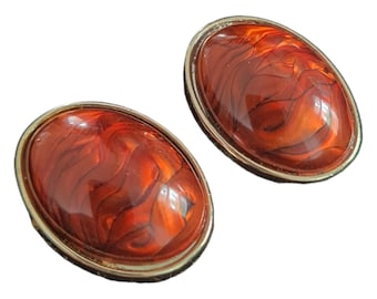 Boucles d'oreilles clip ovales rouges vintage