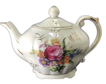 Théière musicale Lefton vintage avec motif floral « Plays Tea For Two », Japon