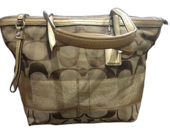 Coach Audrey Op Art Tote: Pastel Blue Metallic Silver Trim - Etsy