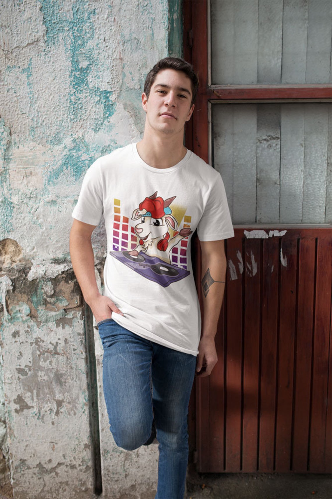 Goat DJ Behind the Turntables Edm/techno/house Music Goat Etsy