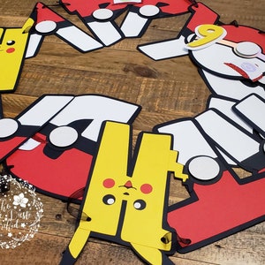 Poke Inspired Birthday Banner, Poke Party, Pika Birthday, Go Party, Poke Birthday Name Banner, Poke Decorations