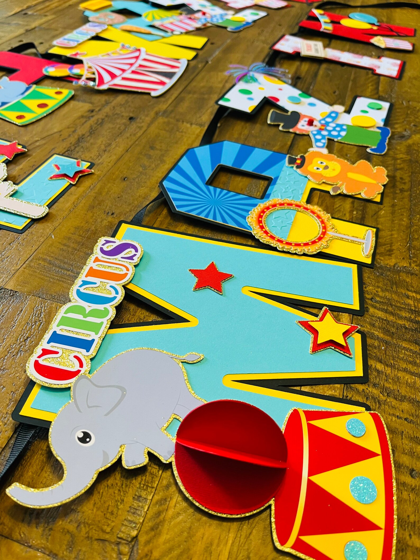 Circus Birthday Banner Circus 3D Letters 1st Birthday Party - Etsy