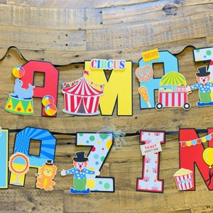 Circus Birthday Banner, Circus 3D Letters, 1st Birthday Party, Unisex ...