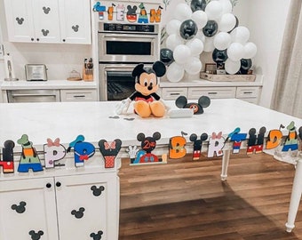 Mickey Mouse Clubhouse Birthday Banner, Glitter Party Decor