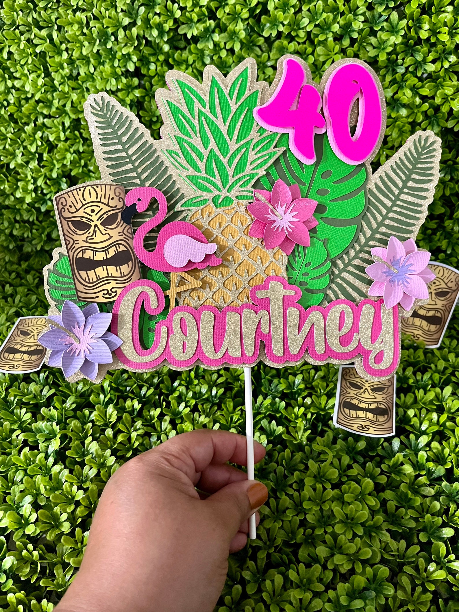 Luau Cake Topper, Luau Party, Hawaiian Centerpiece, Hawaiian Cake
