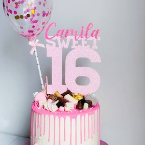 Sweet Sixteen Cake Topper - Sweet 16 Party - Sweet Sixteen Party Decorations - Personalized Cake Toppers - Sweet 16 Cake Topper - Cake