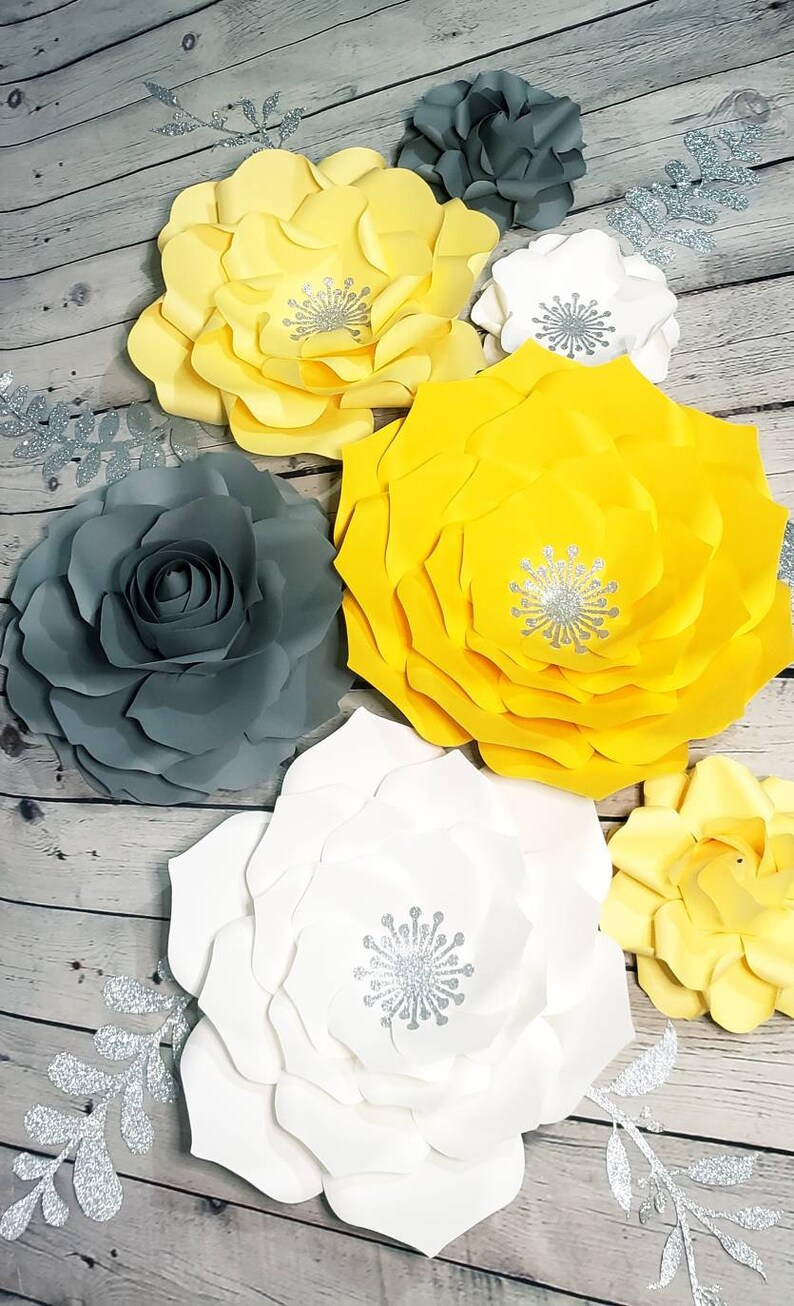 7 Piece Paper Flowers Set Nursery Wall Decor Floral Nursery Etsy