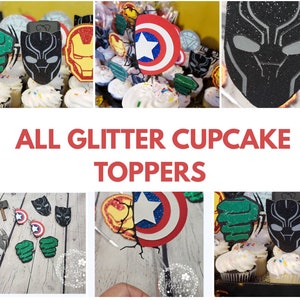 12 Piece Superhero Cupcake Toppers - Superhero Party - Superhero Cupcake Toppers - Super Cupcake Topper - Glitter Decorations - Heroe