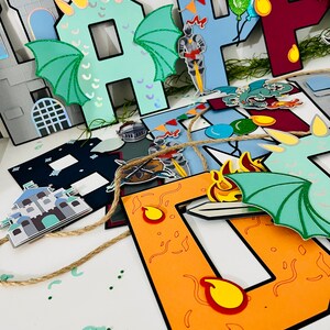 Dragons & Knights Birthday Banner, Medieval Party, Dragons Party ...