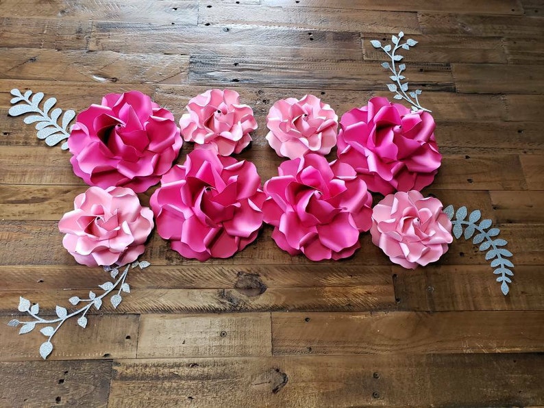 9 Piece Paper Flowers Set Nursery Wall Decor Floral Etsy