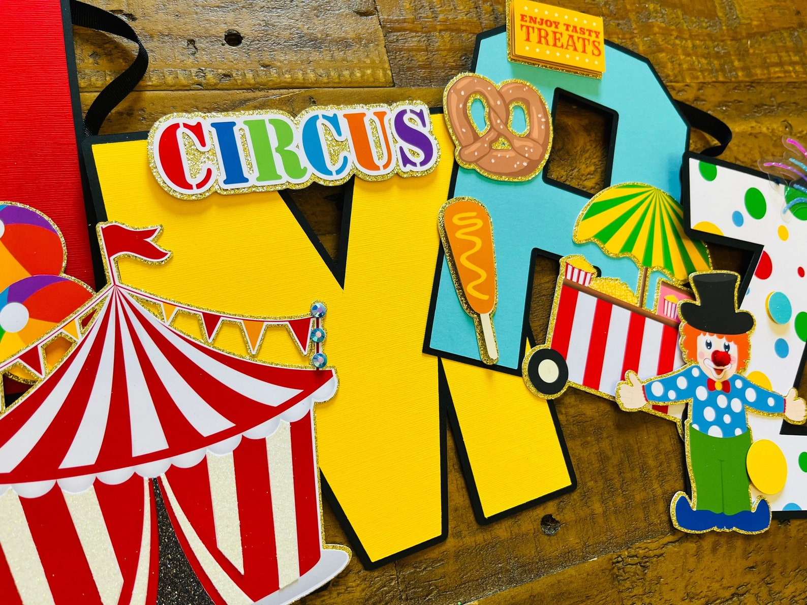 Circus Birthday Banner Circus 3D Letters 1st Birthday Party - Etsy