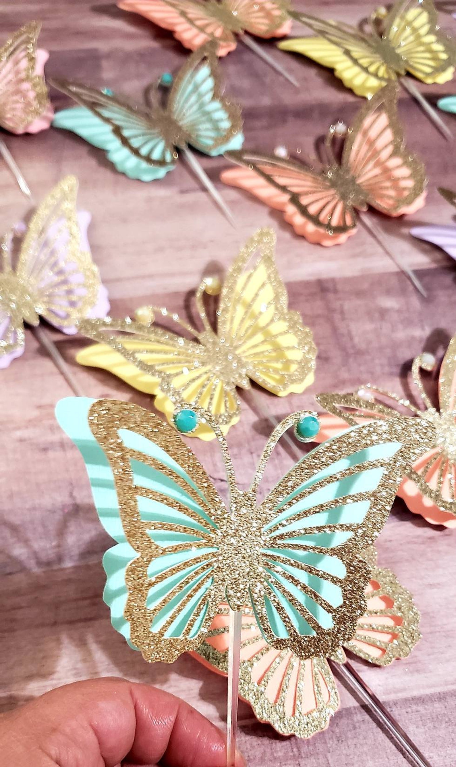 Mariposas Precortadas Realistas De Color Rosa Y Blanco En Obleas: Decoraciones Comestibles Para Pasteles Y Cupcakes - México
