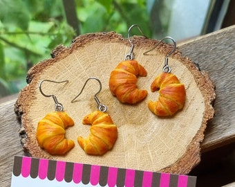 Croissant au Beurre, Boucle d'oreille, Collier, Charm, Porte-clefs, Fimo, Petit Dejeuner Français, Made In France, Souvenir Paris Fait Main