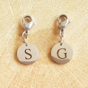 Charm Lettre, Initiale en Acier Inoxydable, Breloque, Personnalisation Création, Cadeau Unique