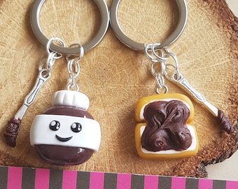 2 Friendship Keychains Chocolate Spread & Chocolate Spread, BFF, Best Friends, Fimo, Funny, Friendship Gift, Kawaii
