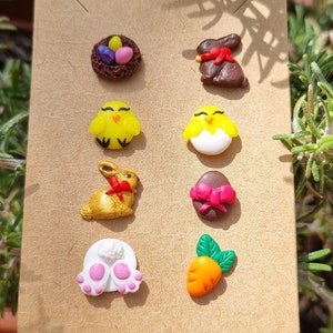 Boucles D'oreilles Pendantes œufs De Pâques En Chocolat Miniatures En Fimo - Fait Main