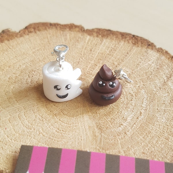 Charms Caca & Papier Toilette Kawaii, BFF, Meilleurs Ami(e)s, Mignon, Cool, Fun, Bracelet, Cadeau Meilleur Ami